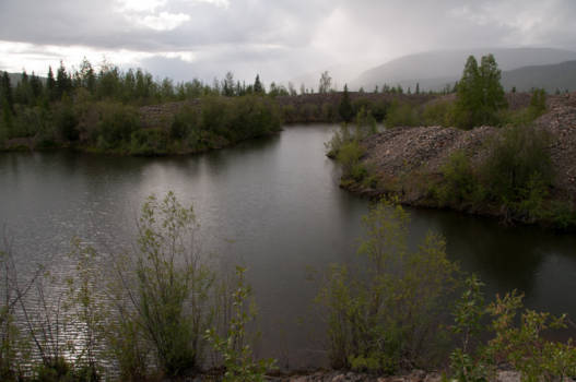 Canada - Dawson City, oude afgravingen. Goudkoorts