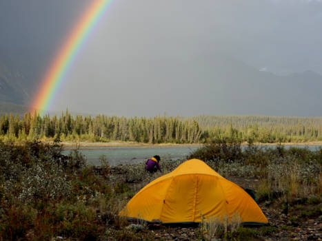 Canada - rainbow after a storm at our camp on the banks of the Bonnet Plume river