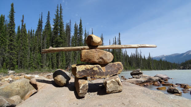 Jasper National Park - rustig punt bij de Atahbasca watervallen