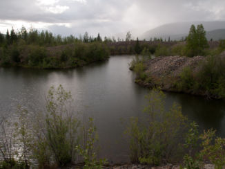 Canada - Dawson City, oude afgravingen. Goudkoorts