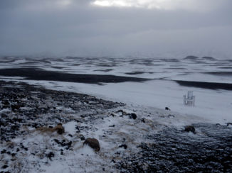 Canada - winter at Iceland.. this tiny chair standing in the storm in a desolate landscape